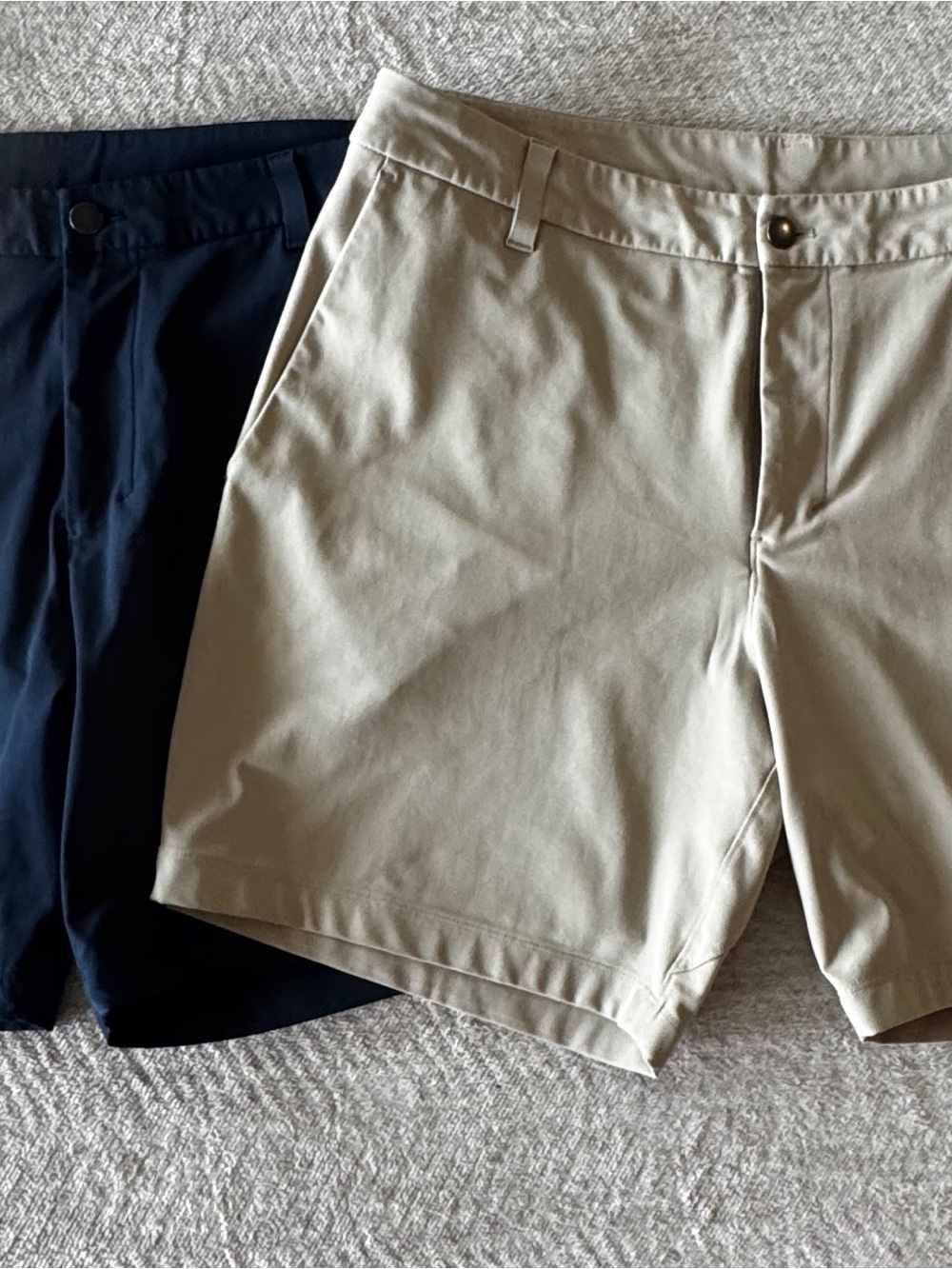 lululemon athletica Men's Flat Front Shorts in Beige and Navy